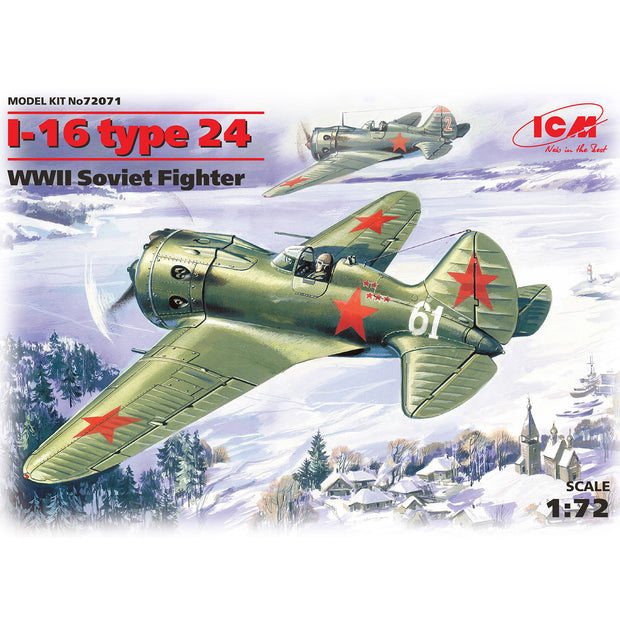 ICM 72071 Plastic model kit aircraft Scale 1:72 I-16 type 24 WWII Soviet fighter