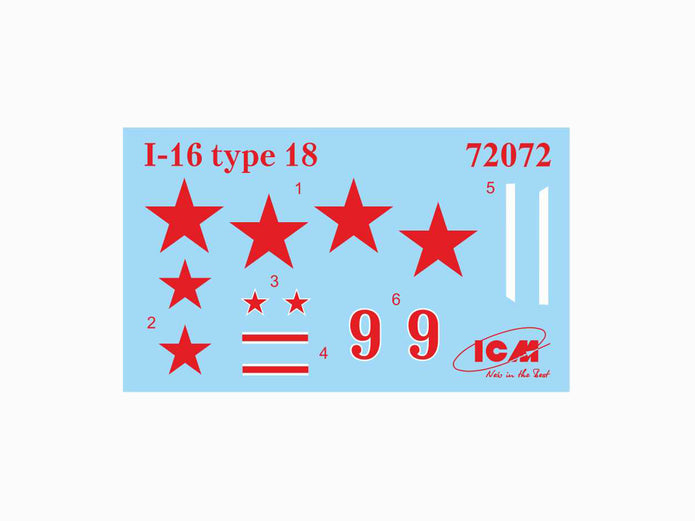ICM 72072 Plastic model kit Scale aircraft 1:72 I-16 type 18 WWII Soviet fighter