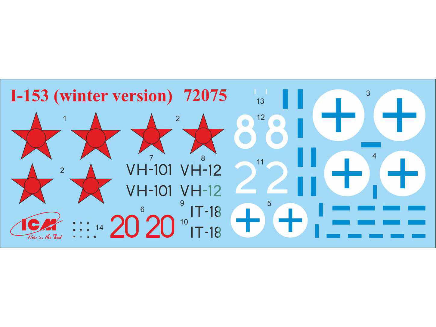 ICM 72075 Plastic model kit Scale aircraft 1:72 I-153, winter modification WWII