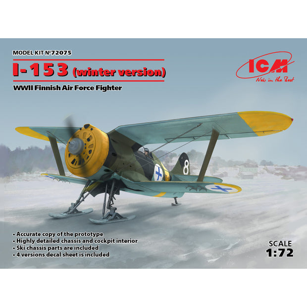 ICM 72075 Plastic model kit Scale aircraft 1:72 I-153, winter modification WWII