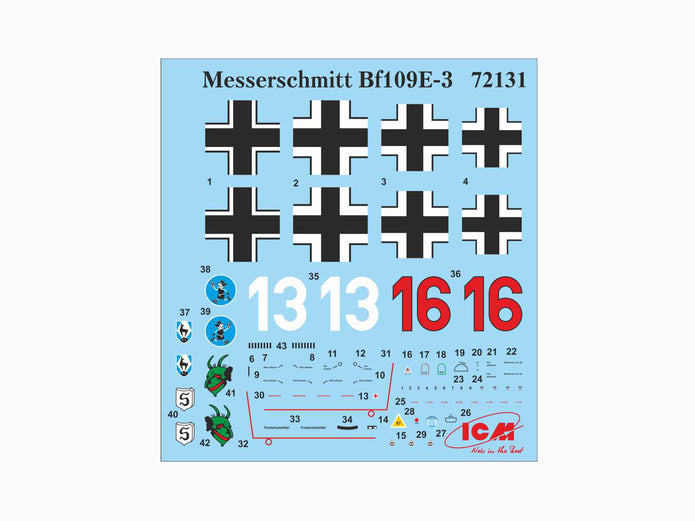 ICM 72131 Plastic model aircraft 1:72 Messerschmitt Bf109E-3 WWII German fighter
