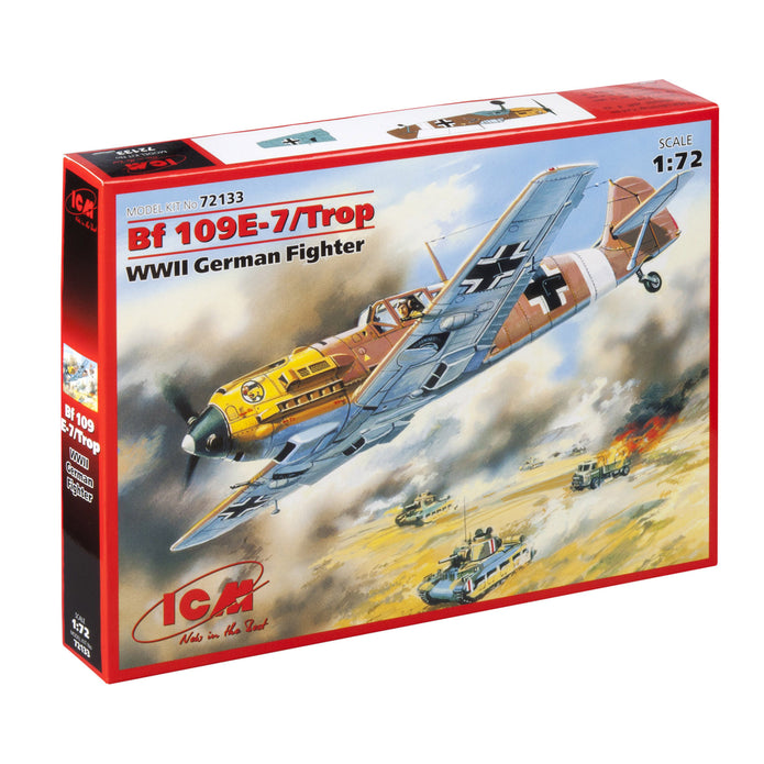 ICM 72133 Scale aircraft 1:72 Messerschmitt Bf-109E-7/Trop WWII German fighter