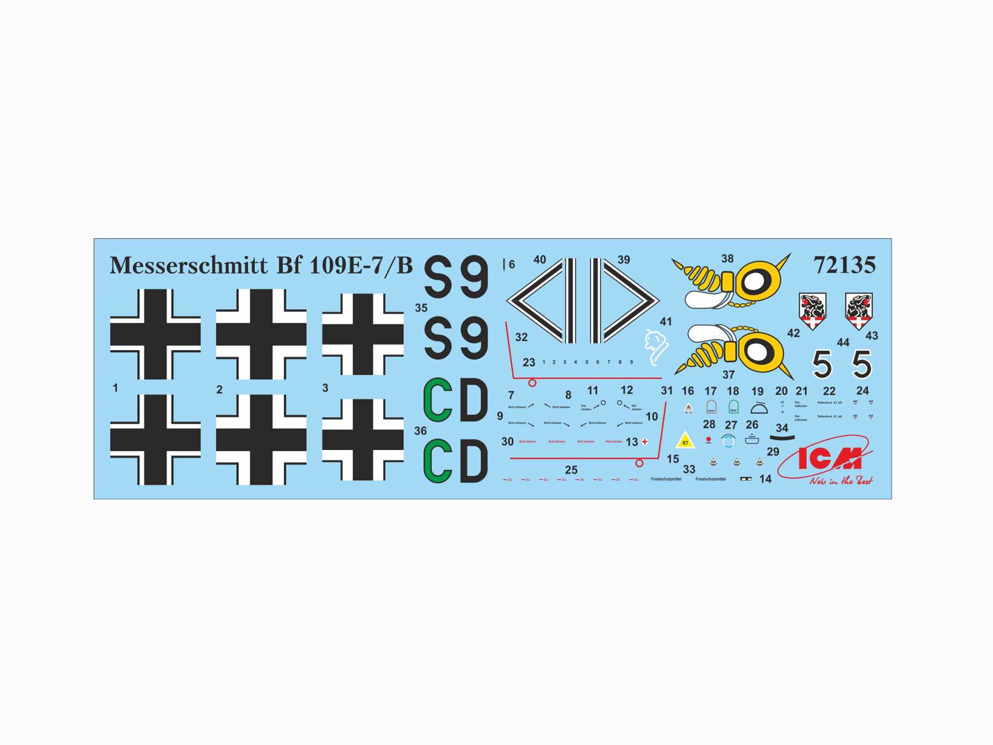 ICM 72135 Scale model aircraft 1:72 Messerschmitt Bf109E-7/B WWII German fighter
