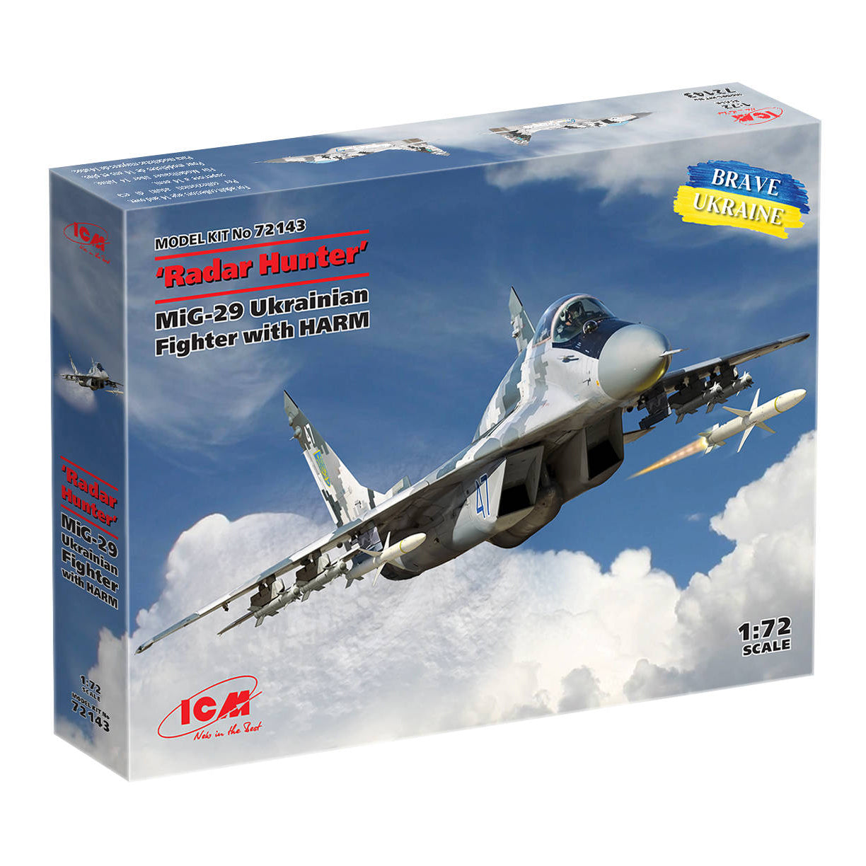 ICM 72143 Scale aicraft 1/72 Radar Hunter MiG-29 “9-13” Ukrainian Fighter HARM