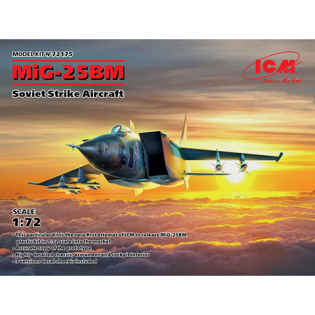 ICM 72175 Plastic model airplane kit Scale 1:72 MiG-25 BM Soviet Strike Aircraft