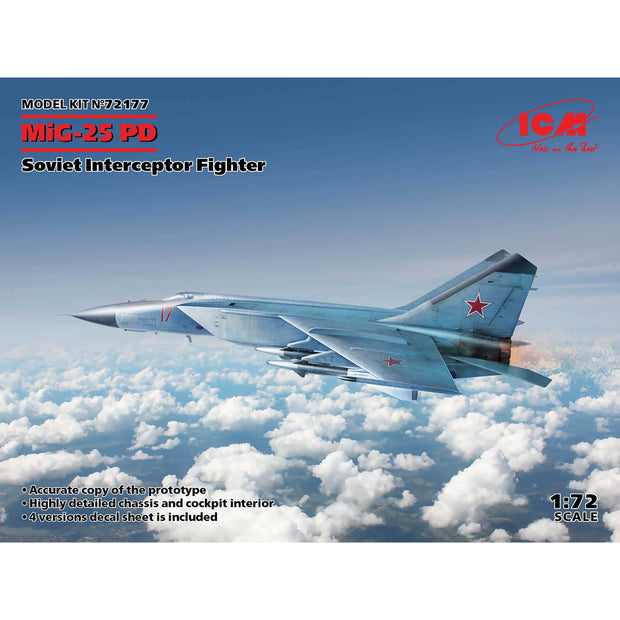 ICM 72177 Plastic model kit aircraft 1:72 MiG-25PD, Soviet fighter-interceptor