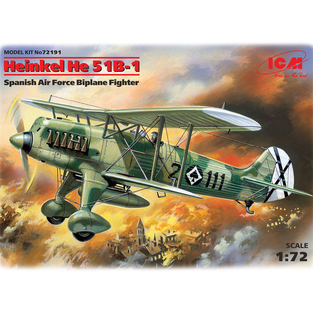 ICM 72191 Plastic model aircraft 1:72 Heinkel He-51 B-1 Spanish fighter-biplane