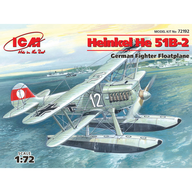 Heinkel He 51B-2 German Floatplane Fighter Scale 1:72 ICM72192 Plastic Model Aircraft Kit