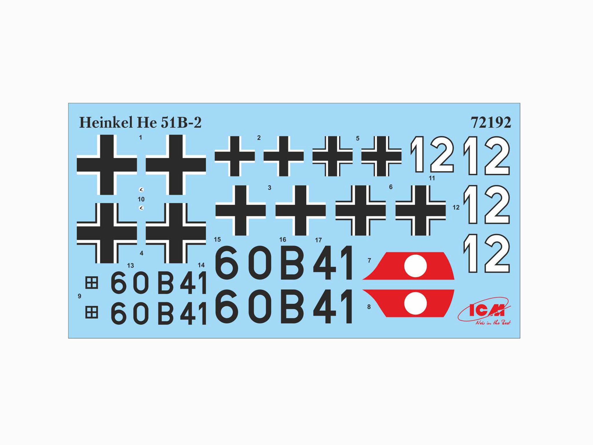Heinkel He 51B-2 German Floatplane Fighter Scale 1:72 ICM72192 Plastic Model Aircraft Kit