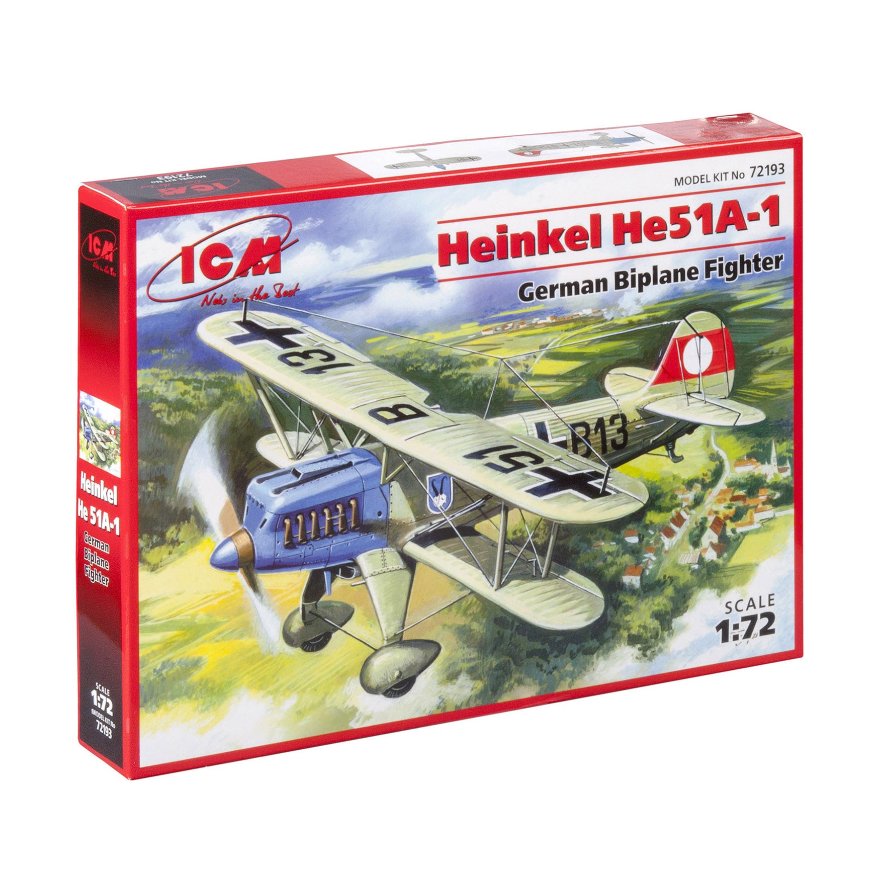 ICM 72193 Scale model kit aircraft 1:72 Heinkel He-51 A1 German fighter-biplane