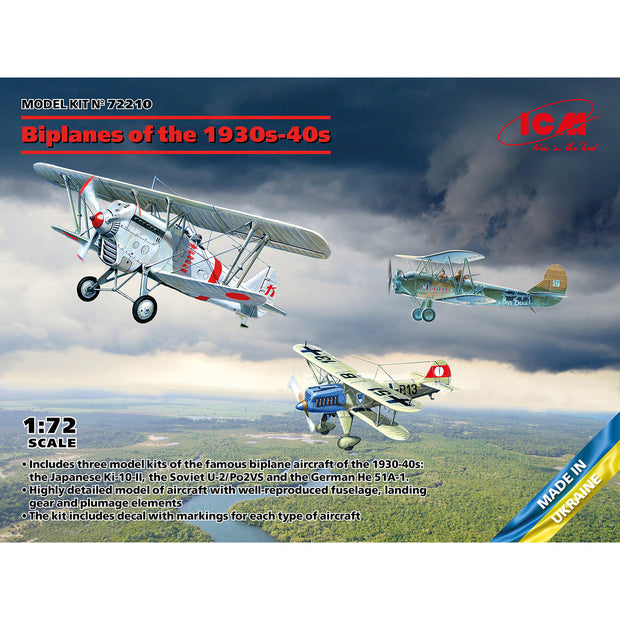 ICM 72210 Scale 1:72 Biplanes of 1930s and 1940s (Не-51A-1 Ki-10-II U-2/Po-2VS)