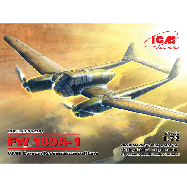 ICM 72291 Plastic model kit Scale 1:72 German reconnaissance plane Fw 189A-1