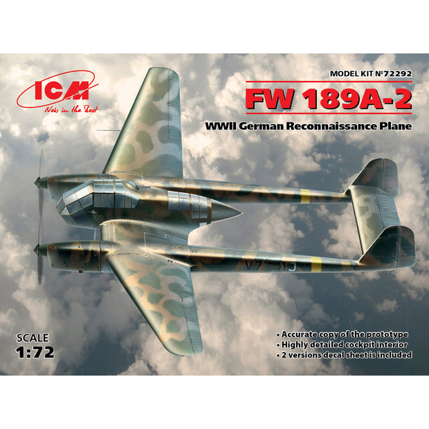 ICM 72292 Plastic model aircraft kit 1:72 German reconnaissance plane Fw. 189A-2