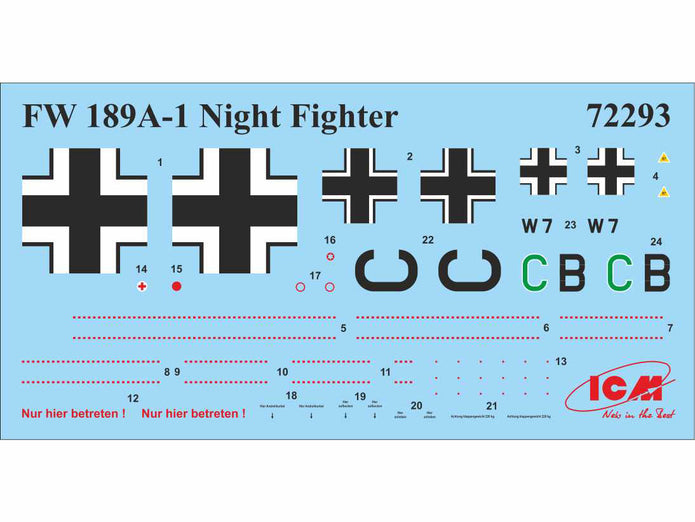 ICM 72293 Plastic model kit airplanes 1:72 WWII German night fighter FW 189A-1