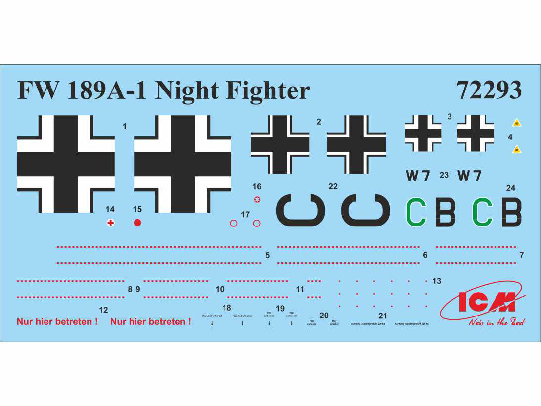 ICM 72293 Plastic model kit airplanes 1:72 WWII German night fighter FW 189A-1