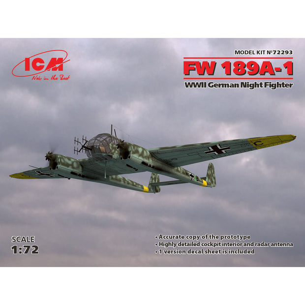 ICM 72293 Plastic model kit airplanes 1:72 WWII German night fighter FW 189A-1