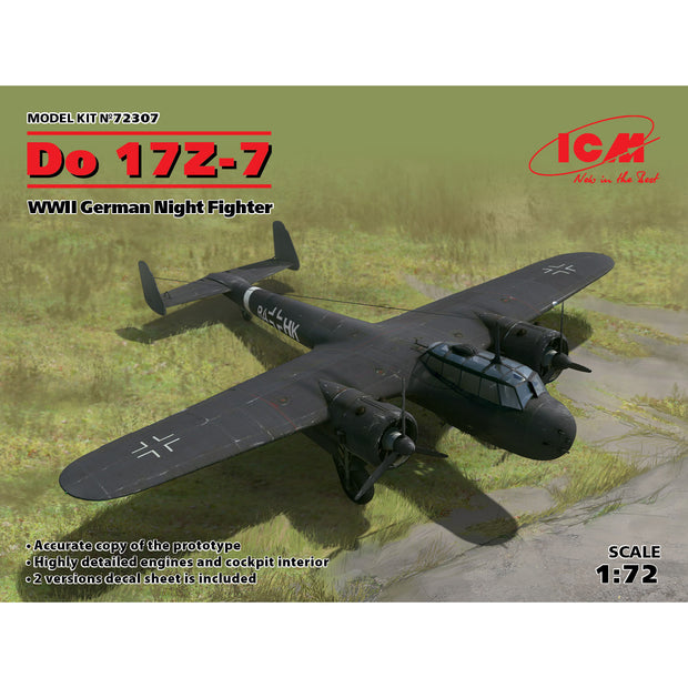 ICM 72307 Plastic model airplanes kit 1:72 Do 17Z-7, WWII German Night Fighter