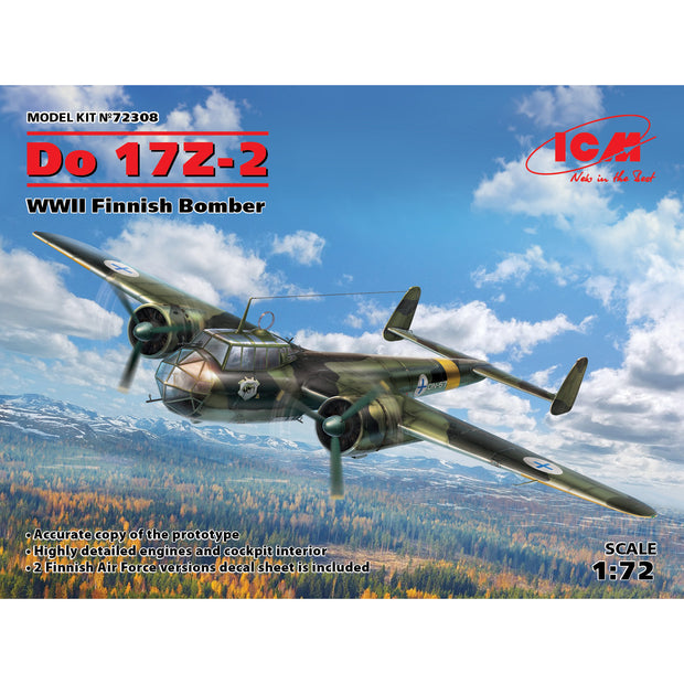 ICM 72308 Plastic model aircraft kit Scale 1:72 Do-17Z-2 WWII Finnish bomber