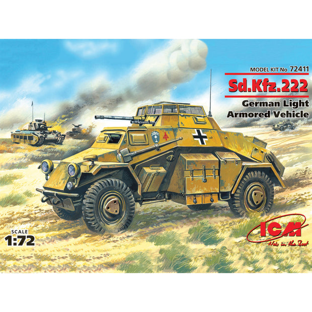 ICM 72411 Plastic model kit 1:72 Sd.Kfz. 222 WWII German light armored vehicle