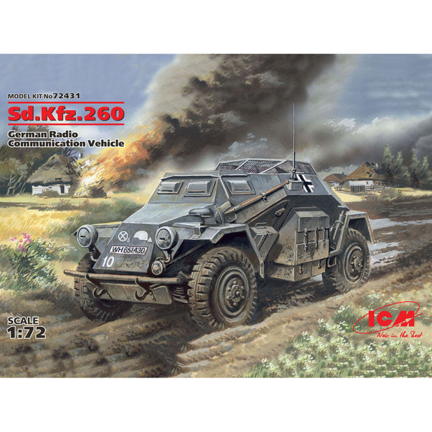 ICM 72431 Scale model kit 1:72 SdKfz 260 WWII German radio communication vehicle