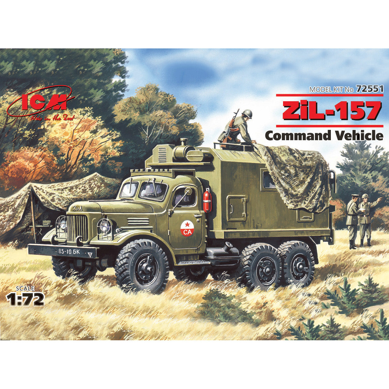 ICM 72551 Plastic model car kit Scale 1:72 Zil-157 command truck - kits models