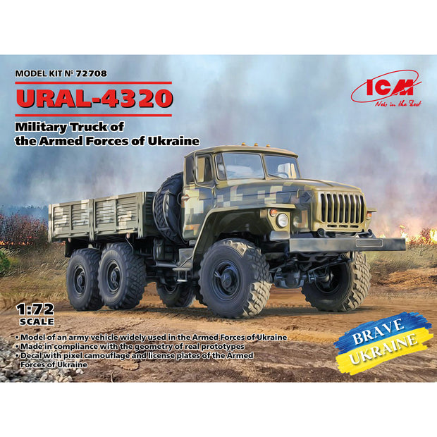 ICM 72708 Scale car 1:72  URAL-4320 Military Truck of the Armed Forces of Ukraine