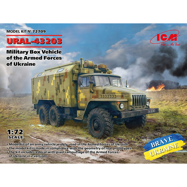 ICM 72709 Scale 1:72 URAL-43203, Military Box Vehicle of Armed Forces of Ukraine