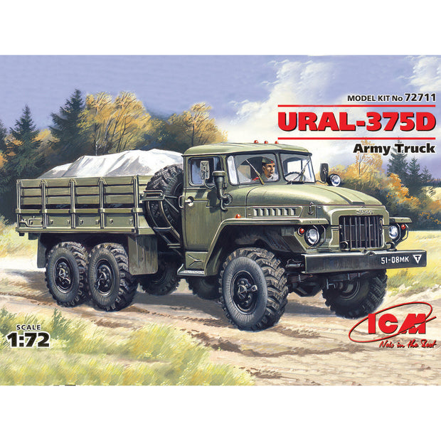 ICM 72711 Plastic model car kit Scale 1:72 Ural-375D Soviet Army cargo truck