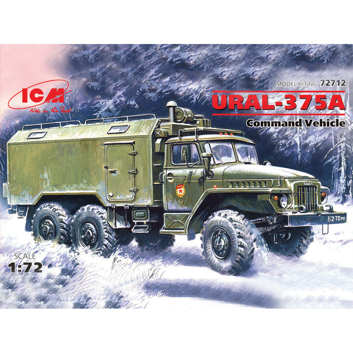 ICM 72712 Plastic model kit car Scale 1:72 Ural-375D Soviet Army command truck