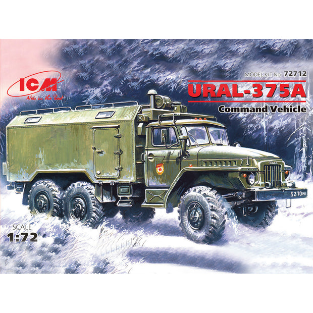 ICM 72712 Plastic model kit car Scale 1:72 Ural-375D Soviet Army command truck