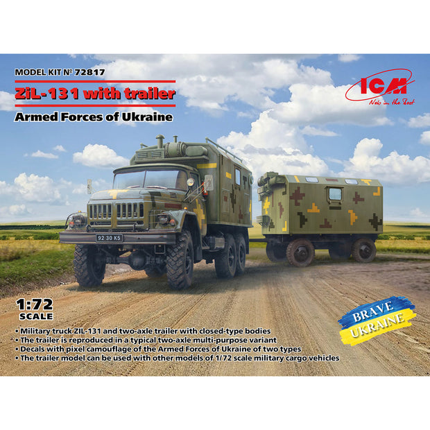 ZiL-131 Truck with trailer Armed Forces of Ukraine Plastic Model Kit Scale 1:72 ICM 72817