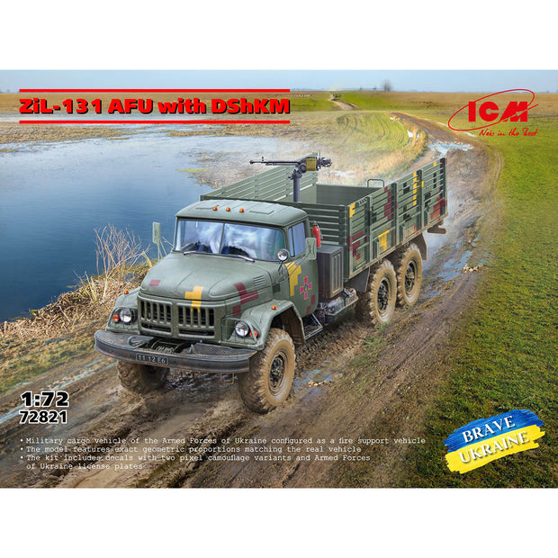 ZіL-131 AFU with DShKM Scale 1:72 ICM72821 Plastic Model Truck Kit
