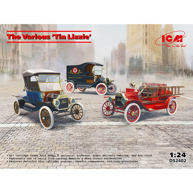 The Various ‘Tin Lizzie’ Scale 1:24 ICMDS2402 Plastic Model Car Kit