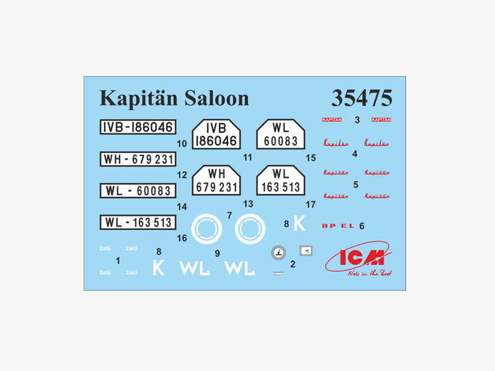 ICM DS3504 model kit 1:35 Wehrmacht Personnel Cars (Kadett K38 Kapitan Admiral)