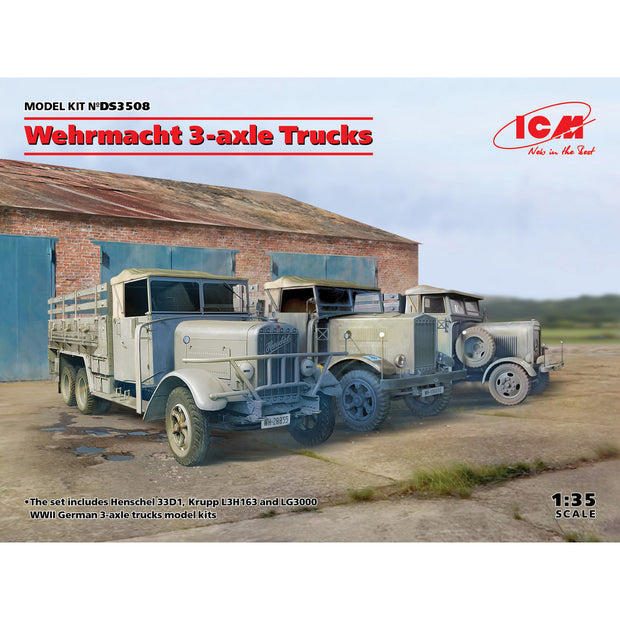 ICM DS3508 model Trucks kit 1:35 Wehrmacht 3axle Henschel33D1 KruppL3H163 LG3000