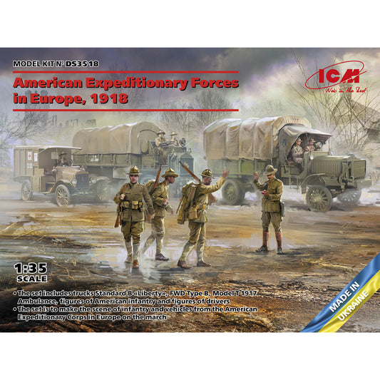 ICM DS3518 kit 1:35 American Expeditionary Force in Europe, 1918 (3 kits in box)