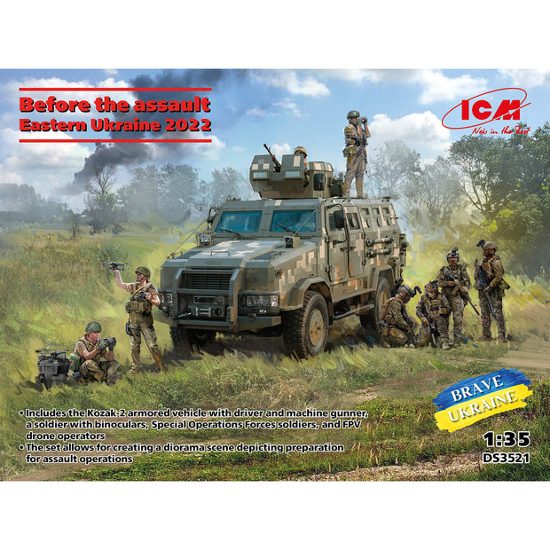 Before the assault. Eastern Ukraine 2022 Scale 1:35 ICMDS3521 Plastic Model Truck Kit