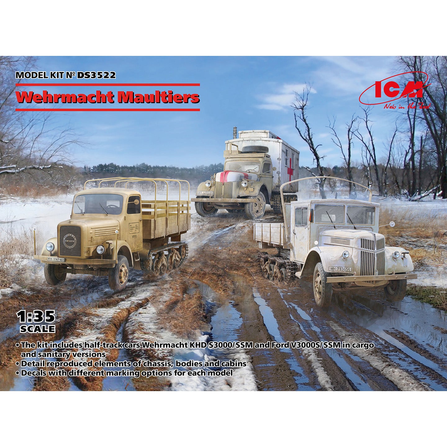 Maultiers military trucks Scale 1:35 Plastic Model Kit ICM DS3522