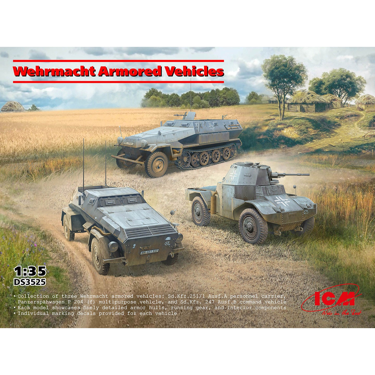 Wehrmacht Armored Vehicles Scale 1:35 ICMDS3525 Plastic Model Armored vehicle Kit