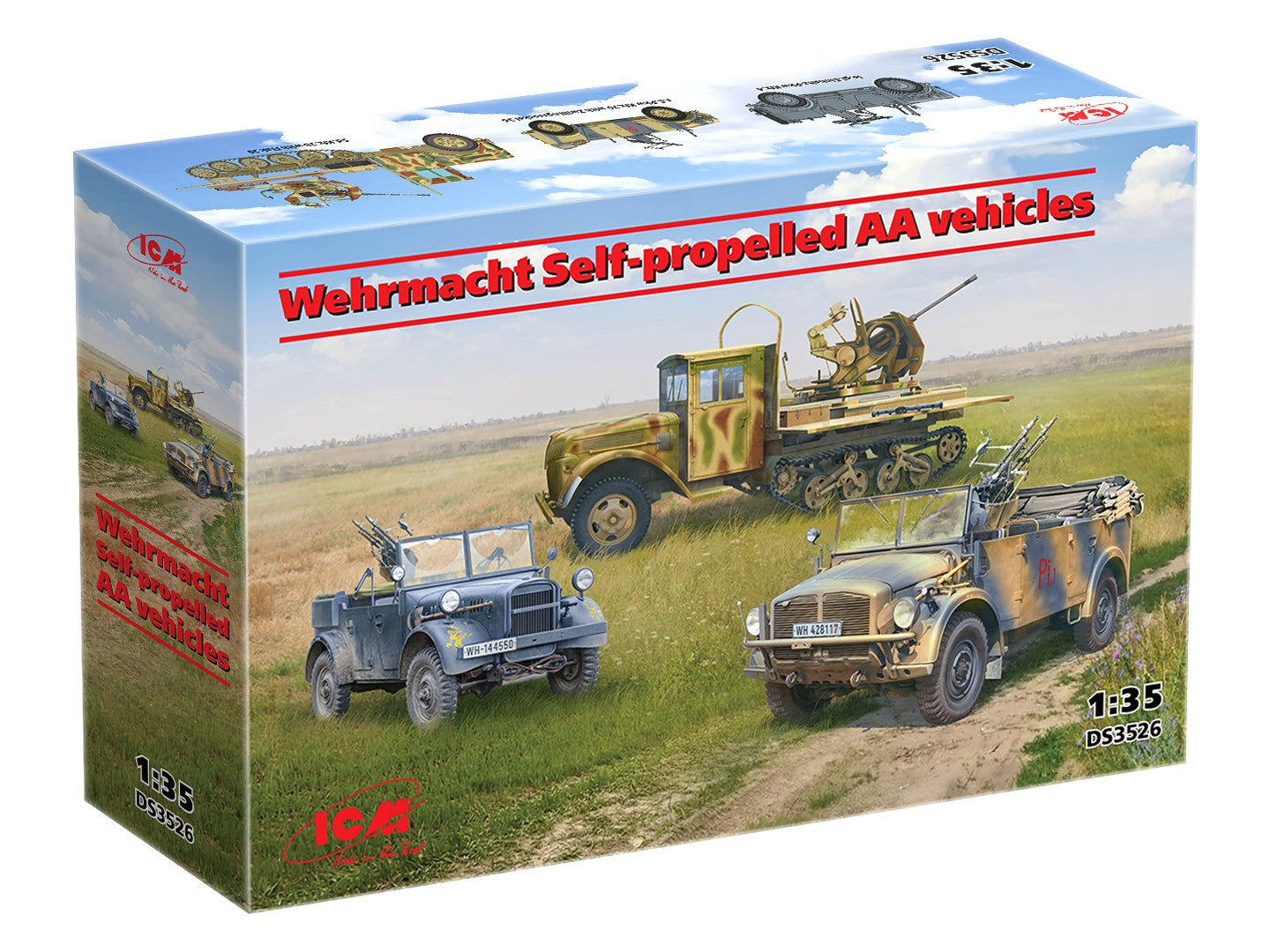 Wehrmacht Self-propelled AA vehicles Scale 1:35 ICMDS3526 Plastic Model Car Kit