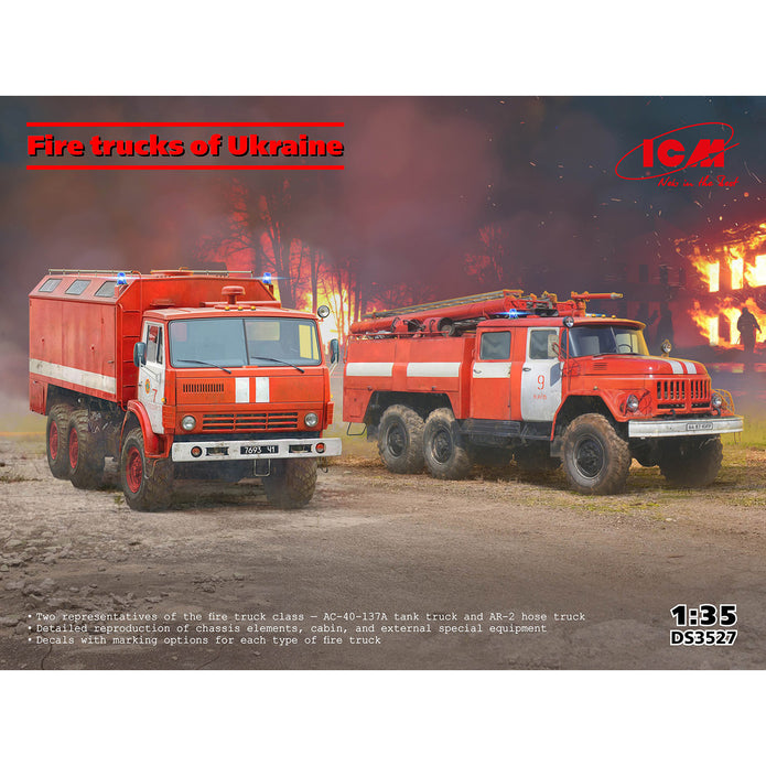 Fire trucks of Ukraine Scale 1:35 ICMDS3527 Plastic Model Truck Kit