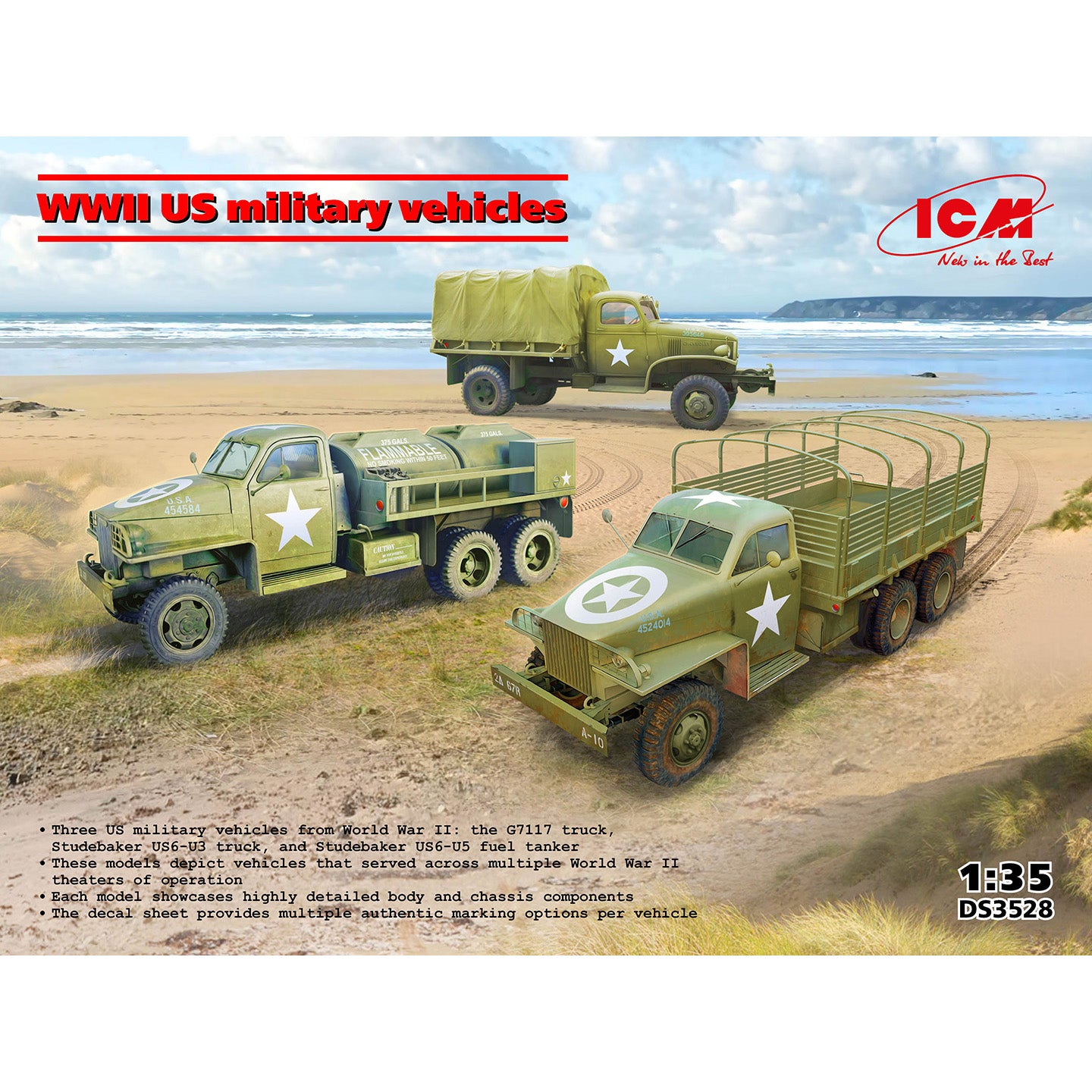 WWII US military vehicles Scale 1:35 ICMDS3528 Plastic Model Truck Kit