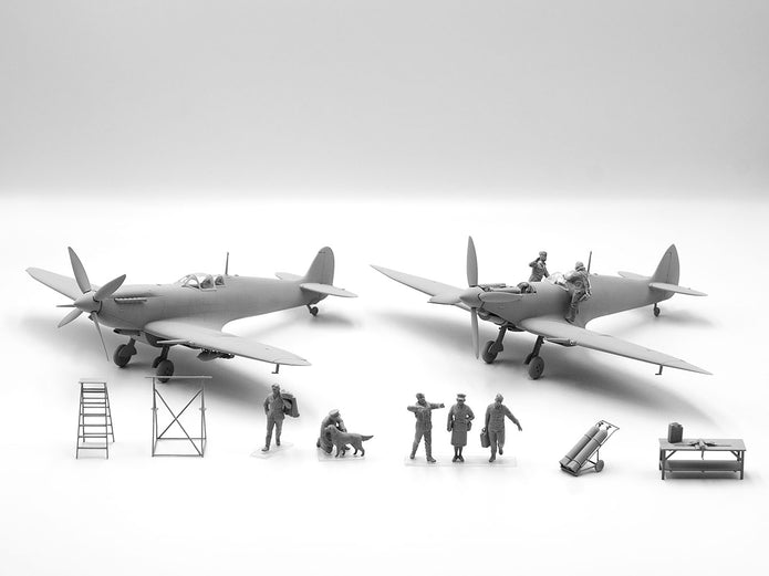 ICM DS4802 Plastic model aircraft kit  + figures Scale 1:48 WWII RAF Airfield