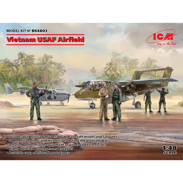 ICM DS4803 Plastic model aircraft + figures kit Scale 1:48 Vietnam USAF Airfield