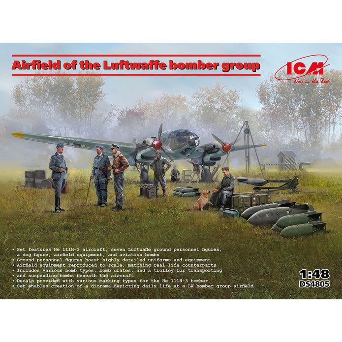 Airfield of the Luftwaffe bomber group Scale 1:48 ICMDS4805 Plastic Model Figures Kit