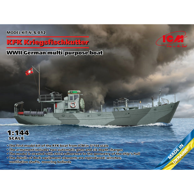 ICM S.012 ship model 1:144 KFK Kriegsfischkutter WWII German multi-purpose boat