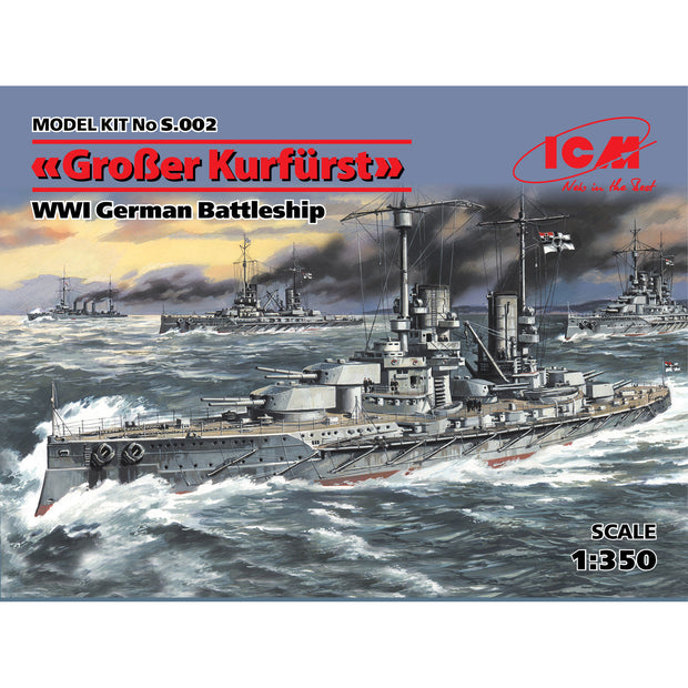 ICM S002 Plastic model ships kit 1:350 Grosser Kurfurst WWI German battleship