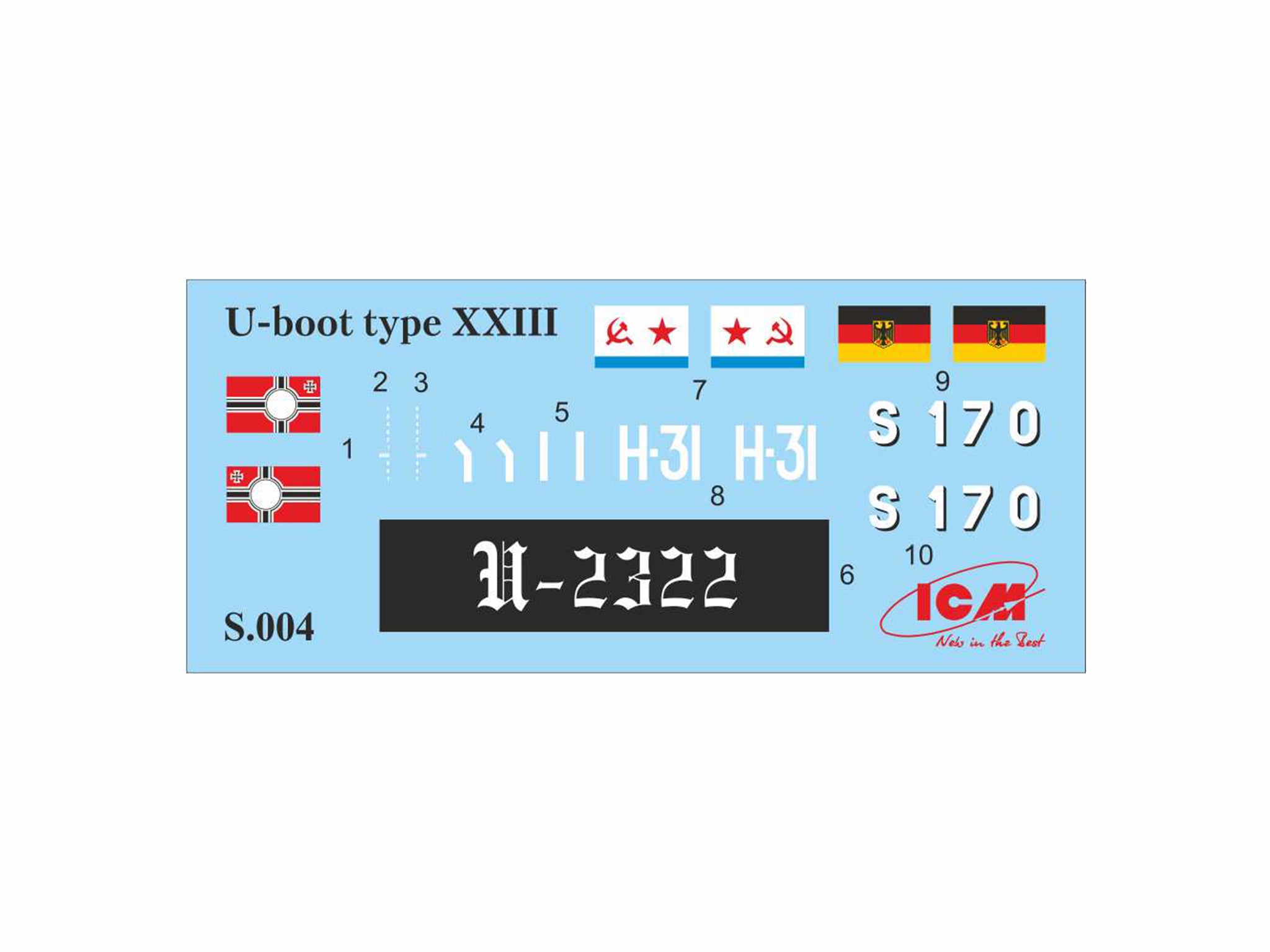 ICM S004 Plastic model submarines 1:144 U-Boot type XXIII WWII German submarine