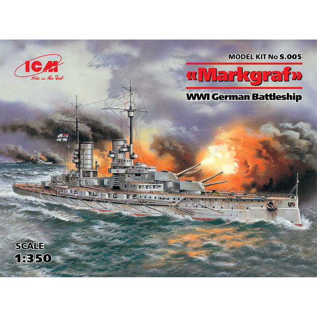 ICM S005 Plastic model ship kit Scale 1:350 Markgraf' WWI German battleship