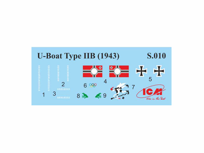 ICM S010 Plastic model kit Scale 1:144 U-Boat Type IIB (1943) German submarine